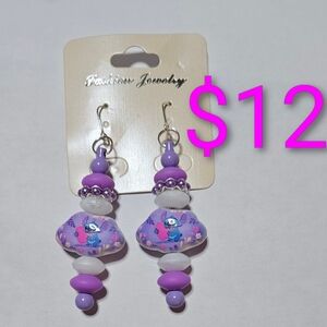 Purple Stitch Beaded Earrings